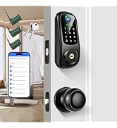 Yosimika Keyless Entry Door Lock with Handle, Fingerprint Deadbolt Door Lock, Smart Door Locks fo...