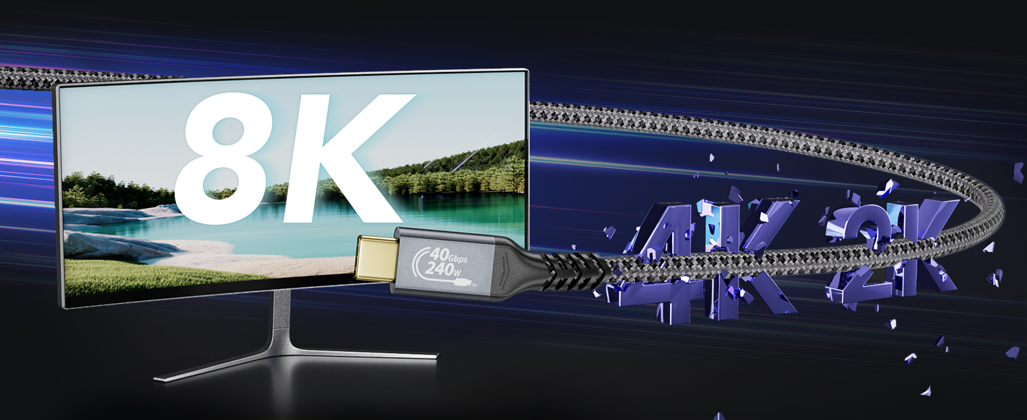 USB4 USB 4 3 Thunderbolt 4 Cable High Speed Data Transfer 40Gbps 8K 4K 60Hz Monitor Video Displaly