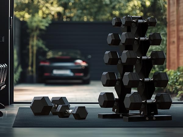dumbbell set with rack