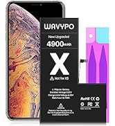 WAVYPO Battery for iPhone X, 4900mAh Upgraded High Capacity New Version 0 Cycle Battery Replaceme...