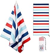 Exclusivo Mezcla Large Microfiber Quick Dry Beach Towel, Lightweight Sand-Free Cabana Stripe Pool...