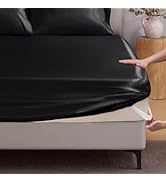 BEDELITE Satin Fitted Sheet Queen Size with Elastic Corner Straps, Luxury Soft Silk-Like Bed Shee...