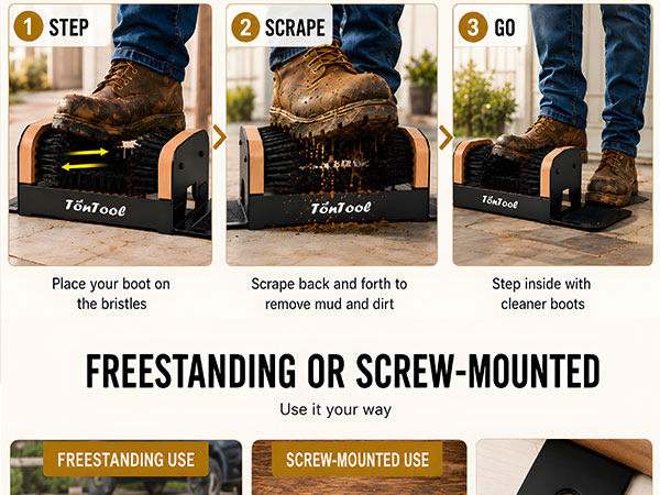 tontool boot cleaner brush outdoor heavy duty