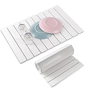 cuomaop Stone Drying Mat for Kitchen Counter, Foldable Large Stone Dish Drying Mat, Quick Dry Abs...