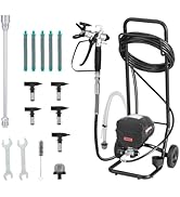 VEVOR Stand Airless Paint Sprayer, 650W, 3000PSI High Pressure Airless Sprayer with Cart, Cleanin...
