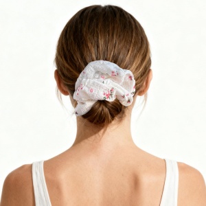 white floral scrunchies