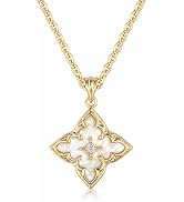 Bphne Gold Clover Necklace for Women – Dainty 14K Gold Plated CZ Lucky Pendant, Adjustable Chain ...