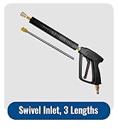 YAMATIC Pressure Washer Gun Wand with Swivel 3/8" Plug &amp; M22 Coupler, Stainless Steel Extension L...