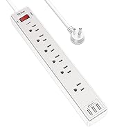 Power Strip with 6 Feet, Yintar Surge Protector with 6 AC Outlets and 3 USB Ports, 6 Ft Extension...