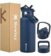 KEWIXY 32 oz Insulated Water Bottle, 2-in-1 Lid, Straw &amp; Spout with Protected, Leak Proof, Keep C...