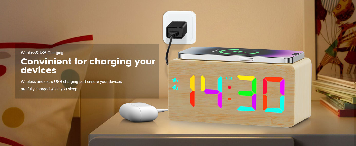 clock with charging station