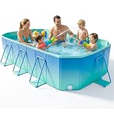 Foldable Pool, Non-Inflatable Large Swimming Pool for the Whole Family, Portable Above Ground Poo...