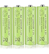 Cotchear 1200mAh AA Rechargeable Battery, 1.2V AA Rechargeable Ni-Cd Batteries - Rechargeable Cyc...