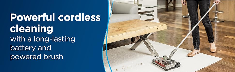 carpet sweeper, cordless, area rug, bare floor, wood floor, lightweight