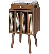 Record Player Stand, Vinyl Record Storage Table with 4 Cabinet, Mid Century Modern Turntable Stan...