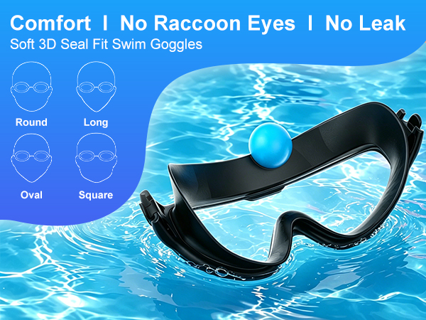 44 Soft 3D Seal Fit Swim Goggles