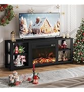 JUMMICO Fireplace TV Stand with 23" Electric Fireplace, Entertainment Center Console Table with 4...