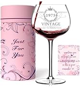 50TH Birthday Gifts for Her, Vintage 1975 Engraved 50th Wine Glass, 50 Year Old Birthday Decorati...