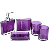 Purple Bathroom Accessories Set Purple Bathroom Accessories Bathroom Designer 5-Piece Bath Access...