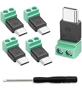 Gavynx 5PCS Type C 2Pin Connector, USB C Breakout Board 5V 3A USB C Screw Terminal Solder Free Pl...