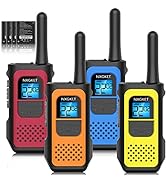 Walkie Talkies, NXGKET 4 Pack Long Range Two-Way Radios NOAA Weather Alert with Rechargeable Li-i...