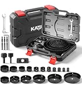 KATA 25 Piece Hole Saw Kit with 3/4"-6" for Wood, Drywall, PVC and Plastic | Carbon Steel Hole Sa...