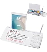 Small Glass Desktop Whiteboard Dry-Erase-Board - Computer Keyboard Stand with Calculator White Bo...