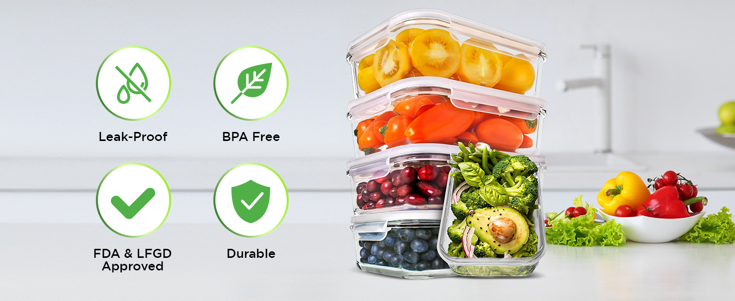 Glass containers for food preparation