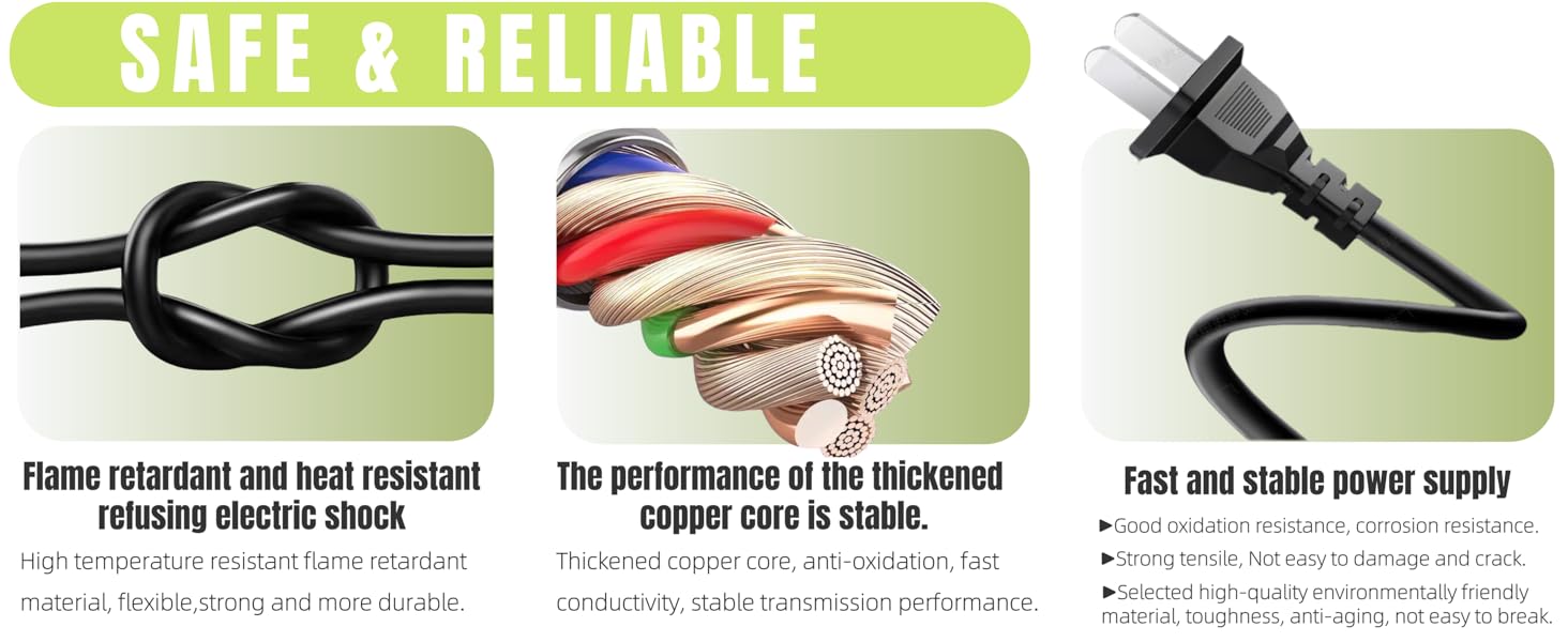 2 prong TV Power Cord