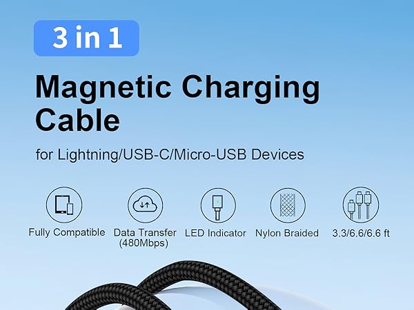 3A Magnetic Charging Cable 