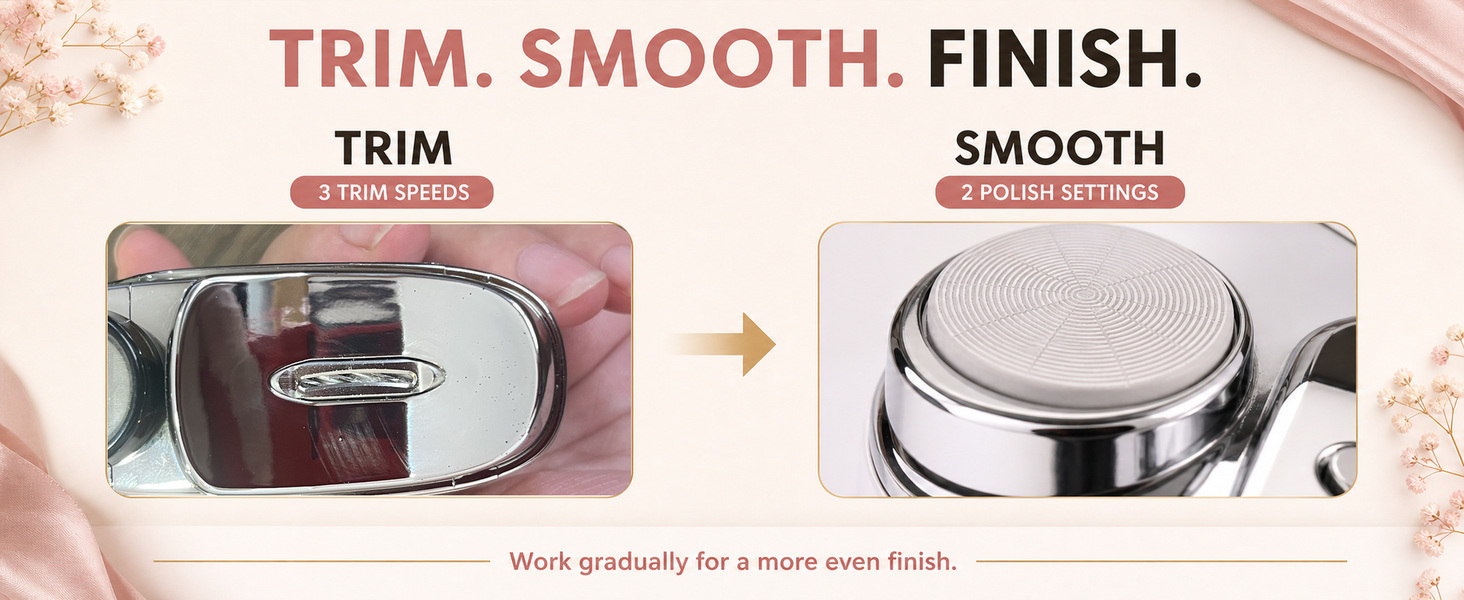 trim smooth finish work gradually for a more even finish
