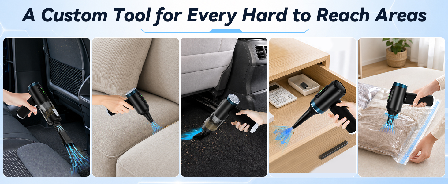 Car vacuum cleaning tools for seat gaps air vents dashboards keyboards and tight spaces
