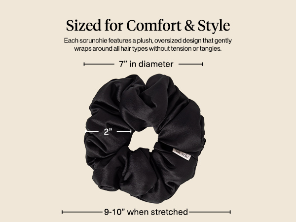 Kitsch Pillow Satin Scrunchies for Women Black, 4pcs