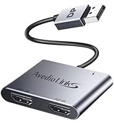 DisplayPort to Dual HDMI Adapter, 4K 60Hz DP Source to HDMI Splitter Multi-Monitor, Extended Mode...