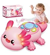 Baby Axolotl Toys 6-12 Months,Tummy Time Musical Crawling Toys with Light,Interactive Early Educa...