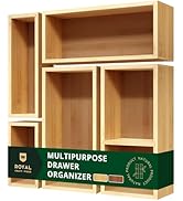 ROYAL CRAFT WOOD 5-Piece Bamboo Drawer Organizer Set – Multi-Use Storage Trays for Kitchen, Bathr...