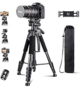 Torjim 74” Camera Tripod with Travel Bag, Extendable Cell Phone Tripod Stand with Wireless Remote...