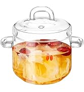 Hemoton Clear Cooking Pots with Lid,700ml(23oz)Clear Glass Simmer Pot,High Borosilicate Cooking P...
