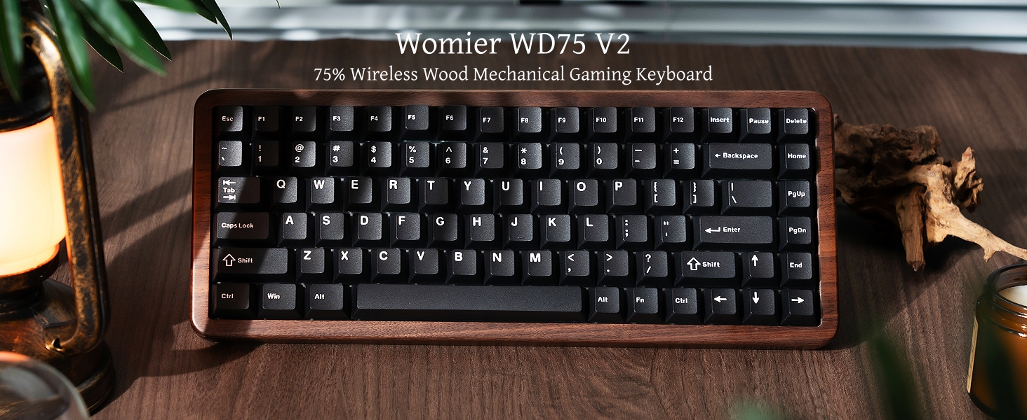 75% Mechanical Keyboard Wireless with QMK/VIA, WD75 V2 Wood Gaming Keyboard