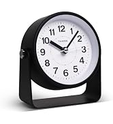 Analog Alarm Clock, Silent Non-Ticking Quartz Movement, Battery-Operated with Snooze &amp; On-Demand ...