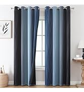 Estelar Textiler Navy Blue and Black Ombre Blackout Curtains 84 Inches Long 2 Panels, Thermal Ins...