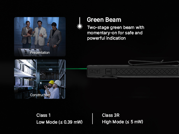 The Green Beam is bright for pointing out on walls and ceilings for work