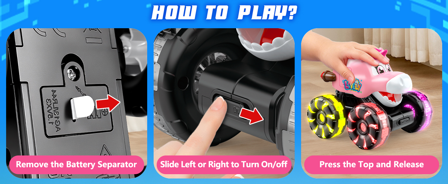 Monster Truck Toys for Kids Toddler, Press &amp;amp; Go Light Up Wheels Car Toys Chomping Mouth Truck Toy