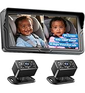 Dual Baby Car Camera for 2 Kids - 6.86 Inch IPS AHD 1080P Split Screen Monitor with 2 Backseat Ca...