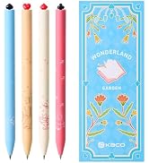 Kaco FIRST Gel Pens Cute Stationery Black Ink 4 Pieces Wonderland Garden Series, 0.5 mm Fine Poin...