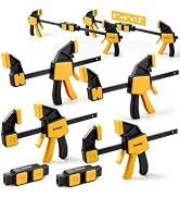 6-Pack Wood Clamps for Woodworking, 4-Piece 6" Bar Clamps with 2-Piece Clamp Connectors, Quick-Re...