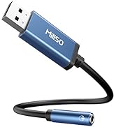 MillSO USB to 3.5mm Audio Jack Adapter, Sapphire Blue TRRS USB to AUX Audio Jack External Stereo ...