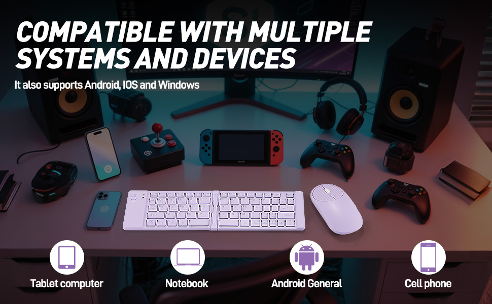 Foldable Mini Rechargeable Bluetooth Keyboard and Mouse Combo,