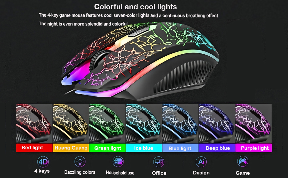 Wired Crack Game Keyboard and Mouse Set with Mechanical Feel,