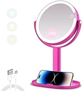 MIYADIVA Makeup Mirror with Lights, 20X Magnifying Mirror with Light and Touch Switch, 2-Sided Va...